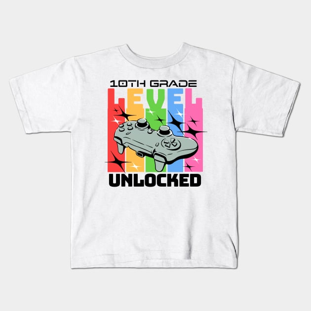 10th grade level unlocked Kids T-Shirt by Groovy Dreams